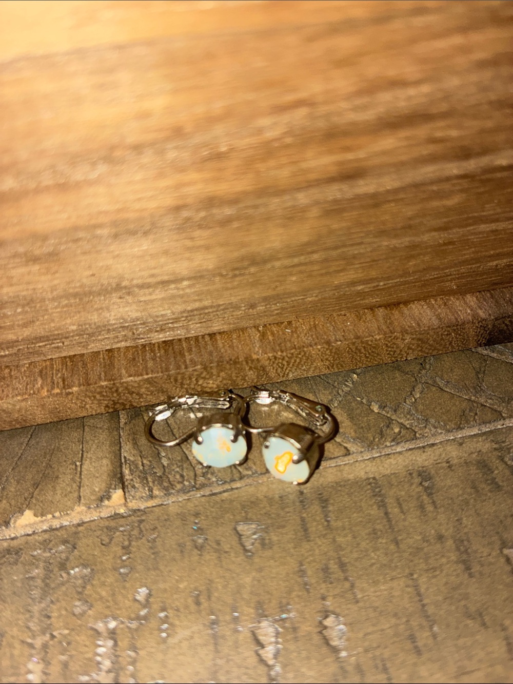 Sabika Opal Drop Leverback Earrings - White and Gold